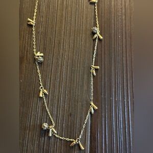 Stella&Dot 34” goldtone necklace w/rhinestone & teardrop clusters & 2” extension